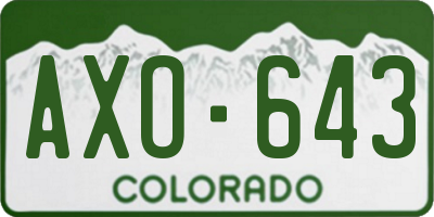 CO license plate AXO643