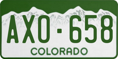 CO license plate AXO658