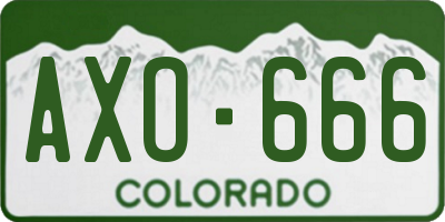 CO license plate AXO666