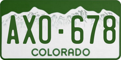 CO license plate AXO678