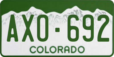 CO license plate AXO692