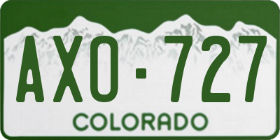 CO license plate AXO727