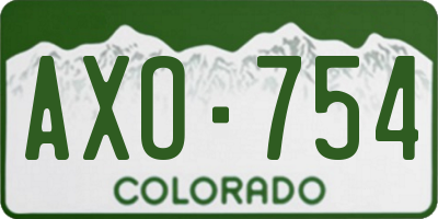 CO license plate AXO754