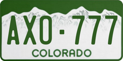CO license plate AXO777