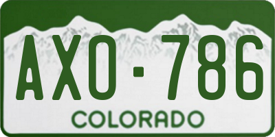 CO license plate AXO786