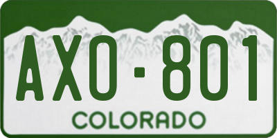 CO license plate AXO801