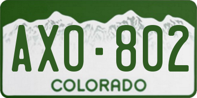 CO license plate AXO802