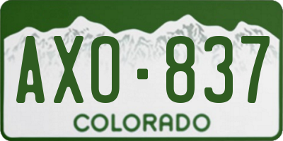 CO license plate AXO837