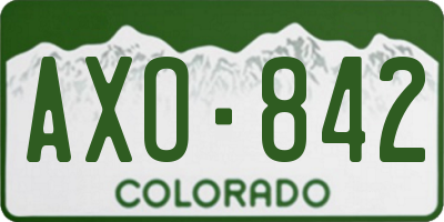 CO license plate AXO842
