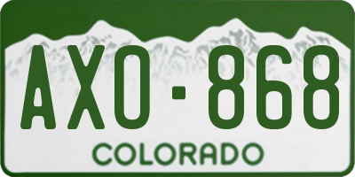 CO license plate AXO868