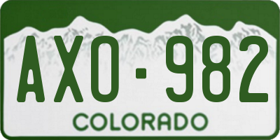 CO license plate AXO982