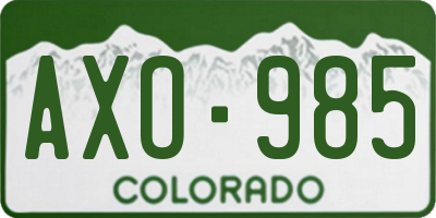CO license plate AXO985
