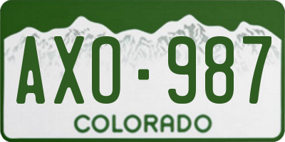 CO license plate AXO987