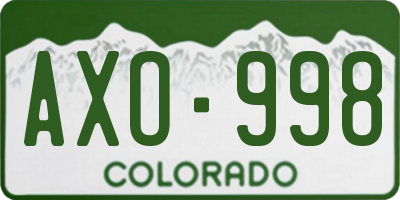 CO license plate AXO998