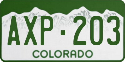 CO license plate AXP203