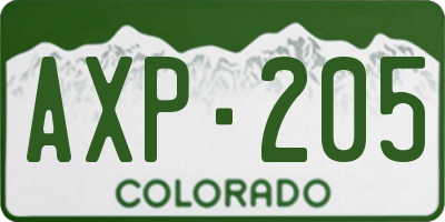 CO license plate AXP205