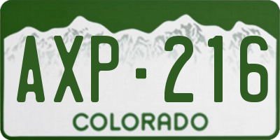 CO license plate AXP216