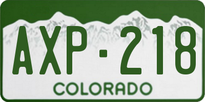 CO license plate AXP218