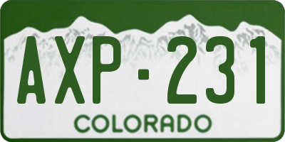 CO license plate AXP231