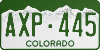 CO license plate AXP445