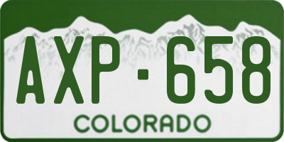 CO license plate AXP658
