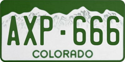CO license plate AXP666