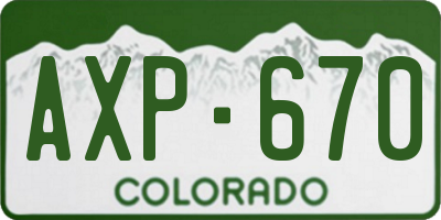 CO license plate AXP670