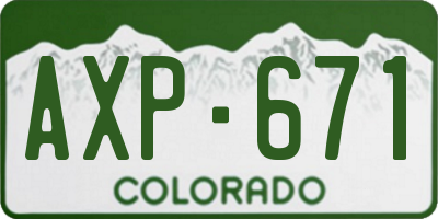 CO license plate AXP671