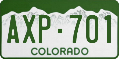 CO license plate AXP701