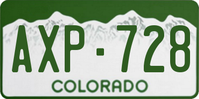CO license plate AXP728