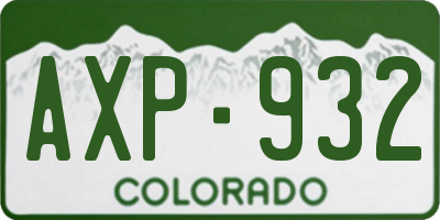 CO license plate AXP932