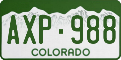 CO license plate AXP988
