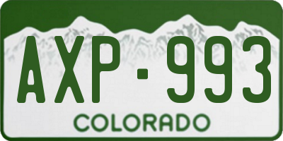 CO license plate AXP993