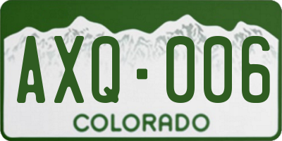 CO license plate AXQ006
