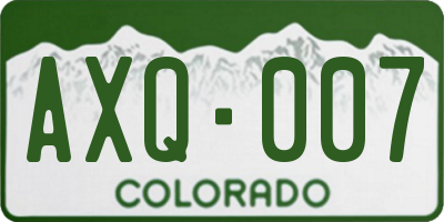 CO license plate AXQ007