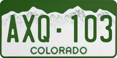 CO license plate AXQ103