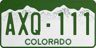 CO license plate AXQ111