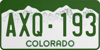 CO license plate AXQ193