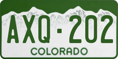 CO license plate AXQ202