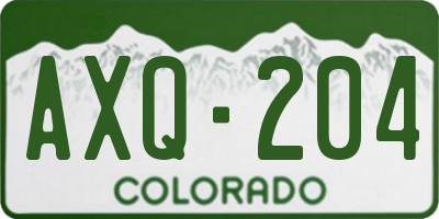 CO license plate AXQ204
