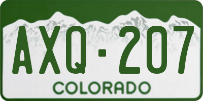 CO license plate AXQ207