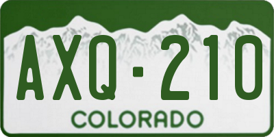 CO license plate AXQ210