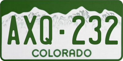 CO license plate AXQ232