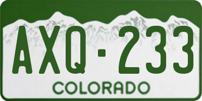 CO license plate AXQ233