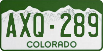 CO license plate AXQ289