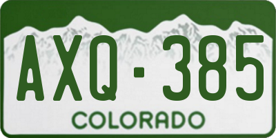 CO license plate AXQ385
