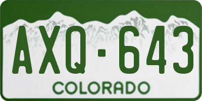CO license plate AXQ643
