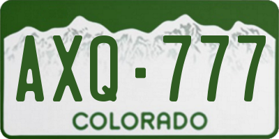 CO license plate AXQ777
