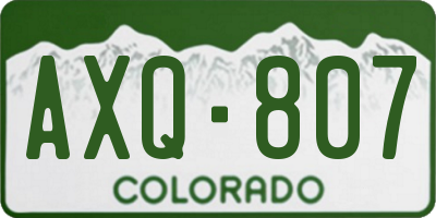 CO license plate AXQ807