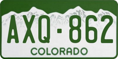 CO license plate AXQ862